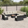 vidaXL 14 Piece Patio Sofa Set with Cushions - Black and Cream - 2 of 4