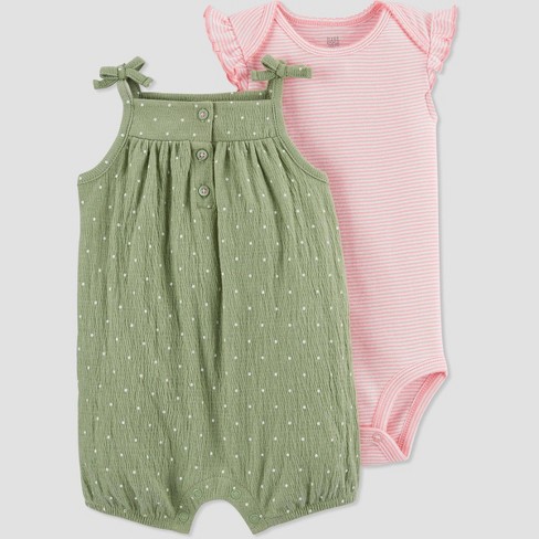 Carter's Just One You® Baby Girls' Dot Top & Bottom Set - Olive - image 1 of 4