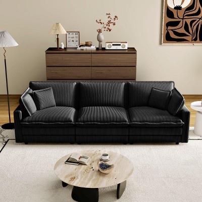 TiramisuBest Modular Sectional Sofa,Deep Seat Couch for Living Room , 4 Pillow, Modern L-Shaped Sofa for Living Room Bedroom Apartment,BLACK