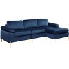 Vynxaria Shannon Velvet Sectional Sofa with Chaise - Mid-Century Modern Elegance - 3 of 3