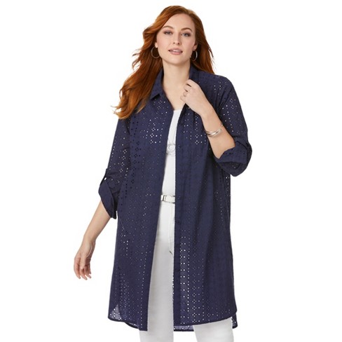 Jessica London Women’s Plus Size Eyelet Mega Tunic, 20 W - Navy : Target