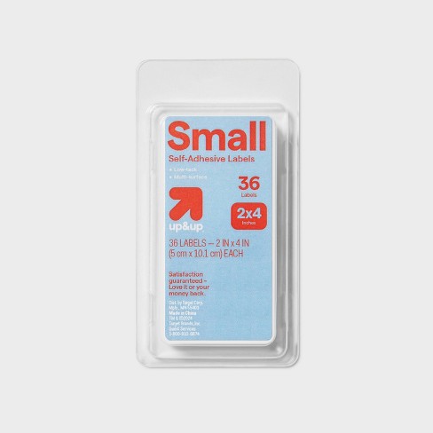 36ct Small Peel and Stick Labels - up&up™: Removable Adhesive Film, Reinforcement & Price Labels, White, 2"x4" - image 1 of 3