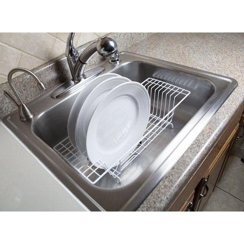 J&V Textiles Collapsible Dish Drying Rack - Popup for Easy Storage, Drain Water Directly Into The Sink
