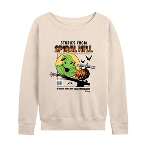 Women's - Disney - The Nightmare Before Christmas Lightweight French Terry Wide Neck Long Sleeve Shirt - 1 of 4