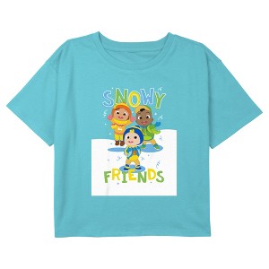 Girl's Cocomelon Snowy Friends Crop Top T-Shirt - 1 of 3