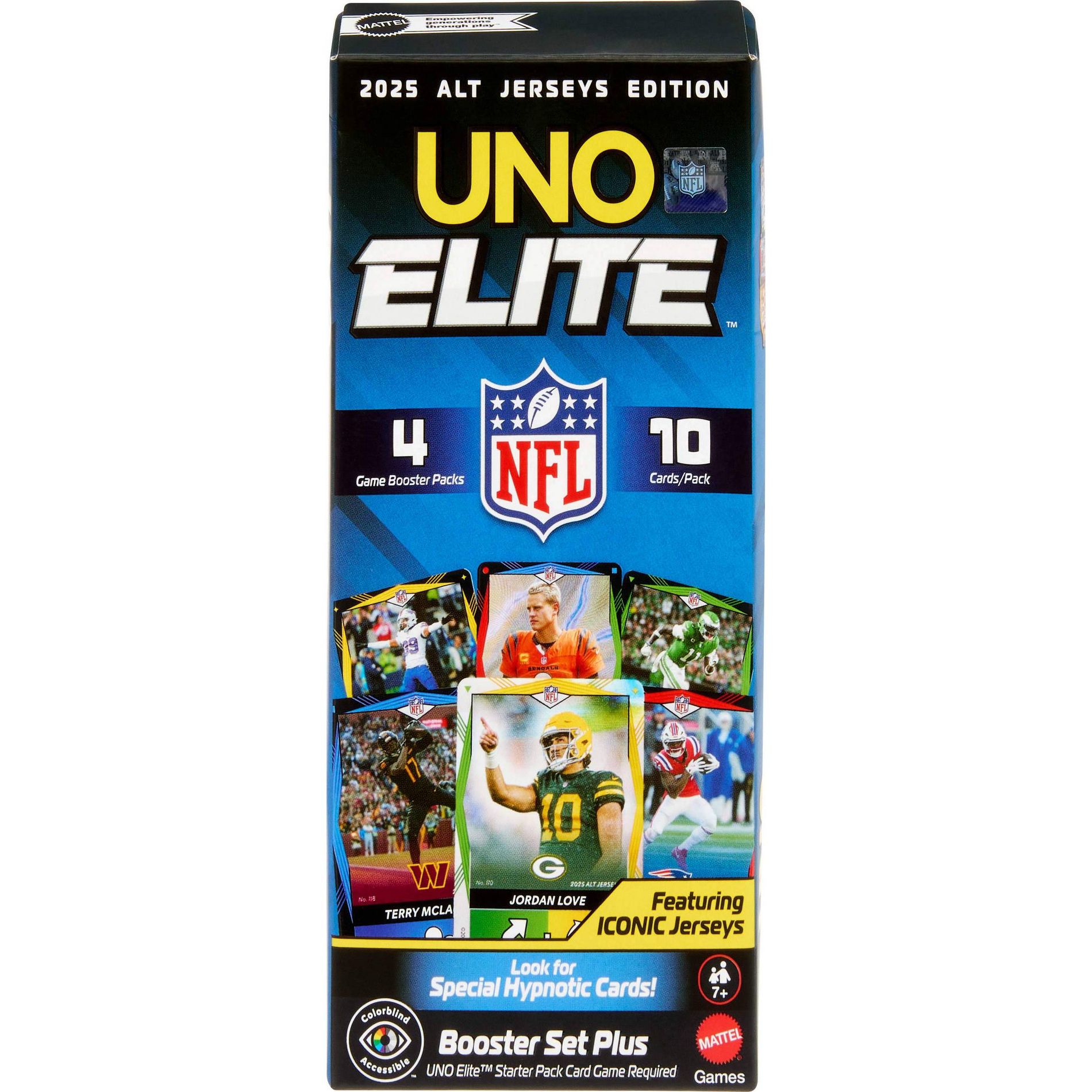 UNO Elite NFL 2025 Alt Jerseys Edition Booster Set Plus with 40 Elite Action Cards