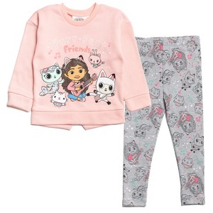 Dreamworks Gabby's Dollhouse Pandy Paws Cakey Cat MerCat Girls Pullover Sweatshirt & Leggings Outfit Toddler to Little Kid - 1 of 4
