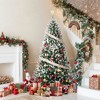 4.5/6/7.5/9ft Pre-Lit Christmas Tree with Branch Tips, Flocked Artificial Tree with Pine Cones & Metal Stand for Home, Office, Party, Holiday Decor - 3 of 4