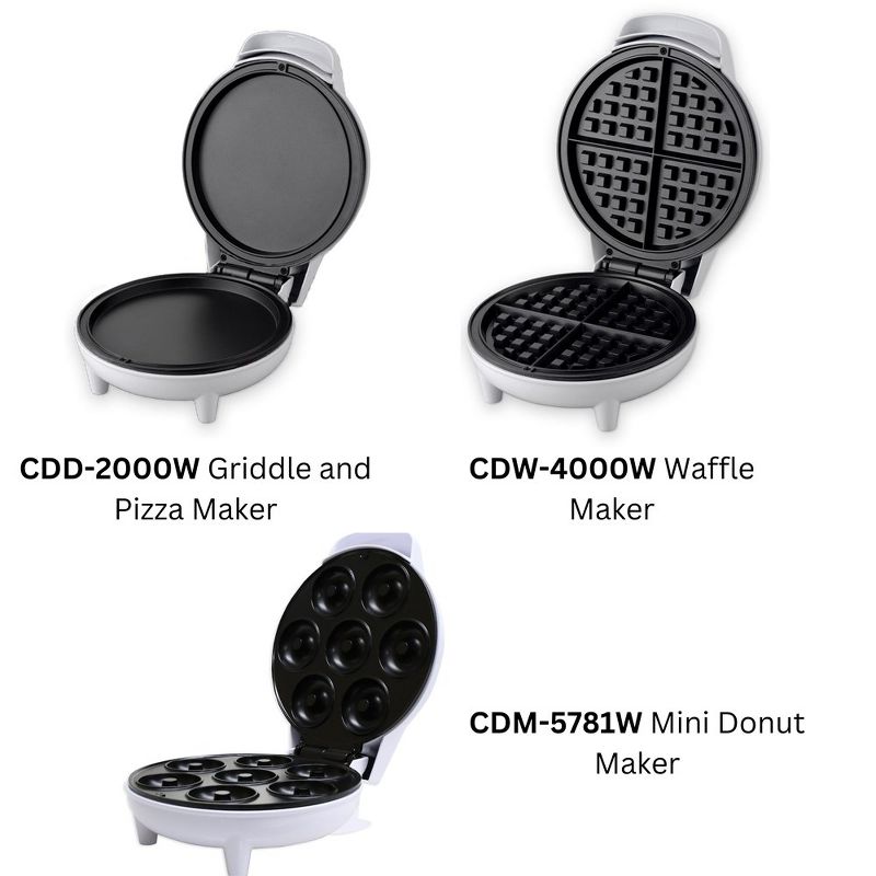 Courant Mini Donut Maker, Personal Griddle, & Waffle Maker – Bundle (White), 1 of 8