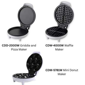 Courant Mini Donut Maker, Personal Griddle, & Waffle Maker – Bundle (White)