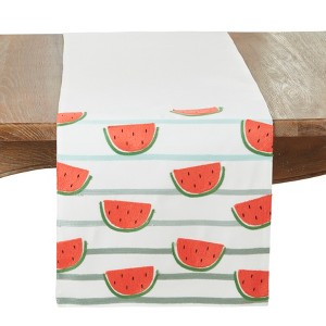 Saro Lifestyle Refreshing Watermelon Slice Table Runner, 16"x70", White - 1 of 3