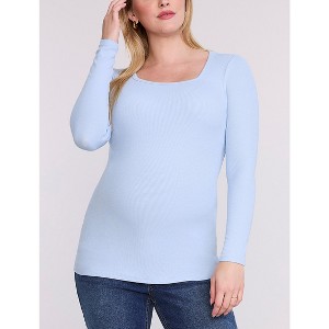 Women's Square Neck Rib Knit Long Sleeve Tee | Motherhood Maternity - 1 of 4