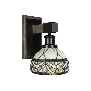 Toltec Lighting Tacoma 1 - Light Sconce in  Black/Painted Wood with 7" Royal Merlot Art Glass Shade - 1 of 1