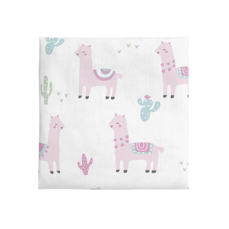 NoJo Super Soft Pink Llama Nursery Mini Crib Fitted Sheet, 2 of 4