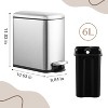 Small Bathroom Trash Can with Lid, 6 Liter / 1.6 Gallon Stainless Steel Step On Garbage Can with Removable Inner Bucket for Bedroom Office - 2 of 4