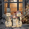 LuxenHome 3-Piece Lighted Snowman Family, White Tinsel Frosted Outdoor Holiday Yard Display White, Red, Black, Green - 4 of 4