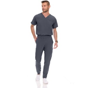 Medichic Men Scrubs Set - Stretch V-Neck Scrub Top with 7-Pocket Pants Workwear - 1 of 4