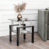 FONTOI Coffee Table with Tempered Glass, Tea Table, End Table, Square Table for Living Room Bedroom, Black, 17.72"*20.5"*17.72" - 2 of 4