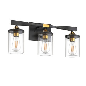 YANSUN 20 in. 3-Light Black and Gold Bathroom Vanity Light Fixtures Over Mirror, Ideal for Bathroom, Hallway, Bedroom - 1 of 1