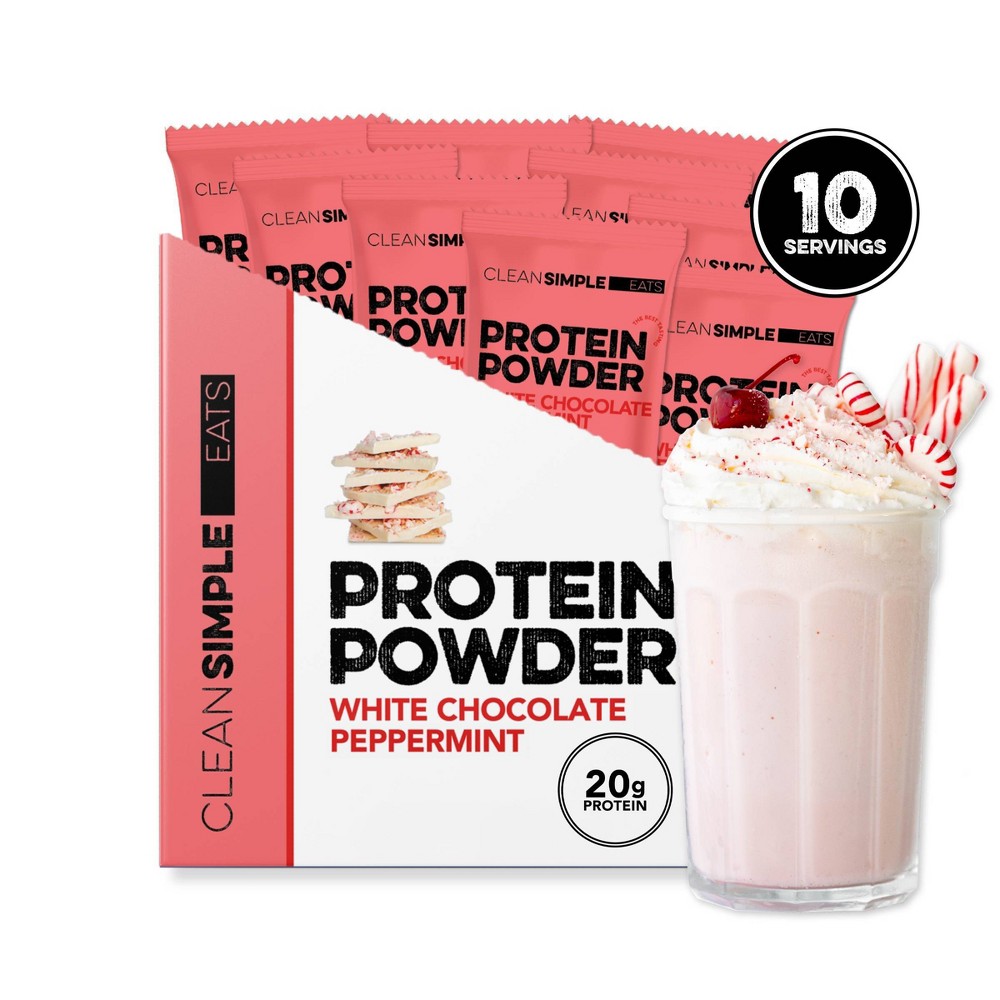 Clean Simple Eats Protein Powder Sticks - White Chocolate Peppermint - 11.3oz/10ct