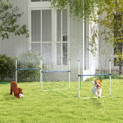 3 Piece Dog Agility Training Set with Adjustable Hurdles Water Spray and Carry Bag,Outdoor Dog Obstacle Course for Exercise - LAOTIES