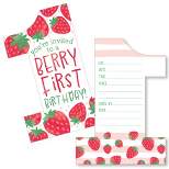 Big Dot of Happiness Berry First Birthday Sweet Strawberry Shaped Fill-In Invitations - Fruit 1st Birthday Party Invitation Cards with Envelopes 12 Ct
