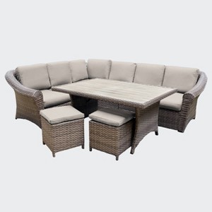 Leisure Made Walton 7pc Wicker Sectional in Tan Fabric - 1 of 4