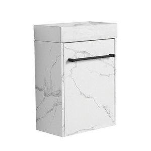 SEVOBAL Bathroom Storage Cabinets, Wall-Mounted Vanity Cabinet with Spacious Lower Cabinet, Soft Close Cabinet Door, White, 15.94"*8.75"*22.06" - 1 of 4