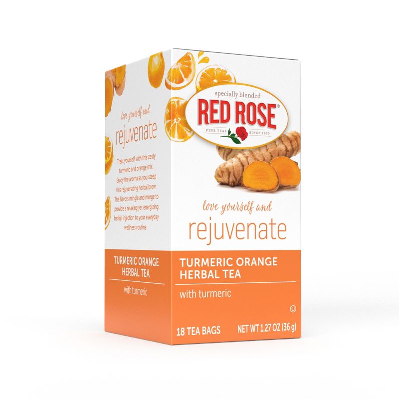 Red Rose Blossoms Turmeric Orange Blossom Herbal Tea with 18 Individually Wrapped Tea Bags Per Box (Pack of 6), 2 of 6