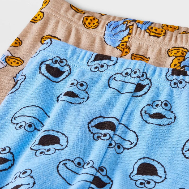 Toddler Boys' 4pc Snug Fit Sesame Street Cookie Monster Cotton Pajama Set - Blue, 4 of 5
