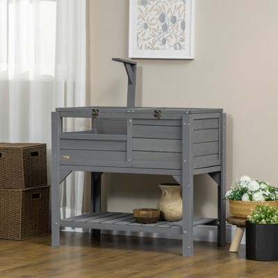 Dark Gray Wooden Tortoise Habitat with Shelf Storage