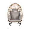 Grid Style Wicker Weaving Patio Egg Chair With Natural Color Rattan And Cushion,Basket Shape Egg Chair With Metal Legs -Maison Boucle - 4 of 4