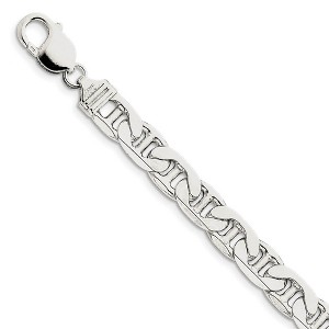 Black Bow Jewelry Men's 9.5mm, Sterling Silver, Solid Anchor Chain Bracelet - 1 of 3