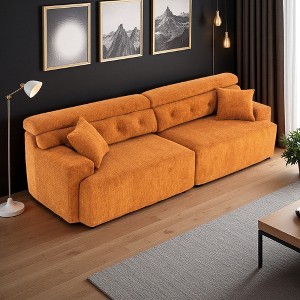 4-Seater Chenille Sponge Sofa with Deep Seat - 1 of 4
