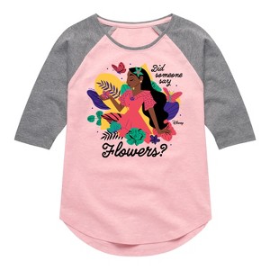 Girls' - Disney - Did Someone Say Flowers Shirt Tail Raglan Graphic T-shirt - 1 of 4
