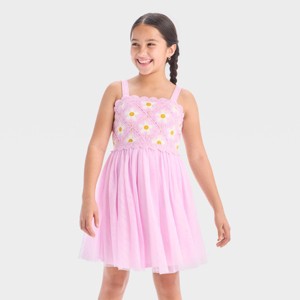 Zenzi Girls' Sleeveless Tulle Floral Dress - Pink - 1 of 3