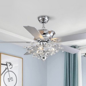 Ludomide Crystal Ceiling Fan with Lights 50 inch Vintage Chandelier Fan with Remote Control for Living Room Bedroom- Chrome - 1 of 4