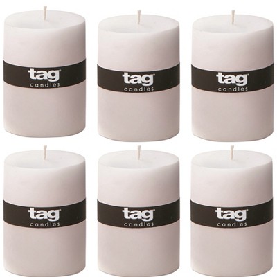 tagltd Chapel 3X4 White Pillar Paraffin Wax Candle Unscented Drip-Free Long Burning 46 Hours For Home Decor Wedding Parties Set of 6