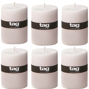 tagltd Chapel 3X4 White Pillar Paraffin Wax Candle Unscented Drip-Free Long Burning 46 Hours For Home Decor Wedding Parties Set of 6 - 1 of 4