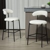 CAVINAS 26 inch Counter Height Bar Stool,Set of 2 Teddy Fabric Upholstered Kitchen Island Stool with Black Metal Base & Footrest - 2 of 4