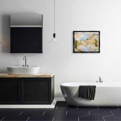 Abstract Mountain Reflection Canvas Print with Black Frame