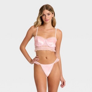Women's Velvet & Mesh Pleated Lingerie Set - Auden™ - 1 of 4