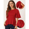 Allegra K Women's Split Half Sleeve Crew Neck Belted Casual Peplum Blouses - 2 of 4