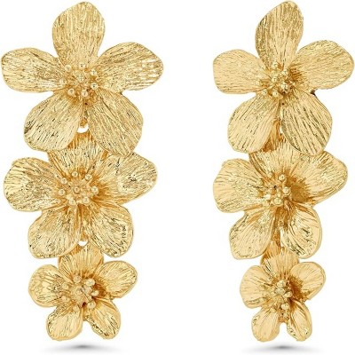 Gold Large Chunky Flower Statement Earrings for Women