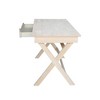 Cross Leg Desk Unfinished - International Concepts: Rubberwood Writing Desk with Drawer, Hardwood Frame - 3 of 4