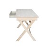 Cross Leg Desk Unfinished - International Concepts: Rubberwood Writing Desk with Drawer, Hardwood Frame - image 3 of 4