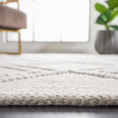 Light Grey and Ivory Handwoven Wool Kilim Area Rug