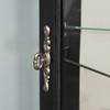 Gulches Lighted Black Corner Curio Cabinet - Tempered Glass Doors & Adjustable Shelves, Carved Handles for Display & Storage - 4 of 4