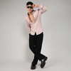 Campus Sutra Men Men's Blush Pink Self-Design Striped Shirt - 3 of 3
