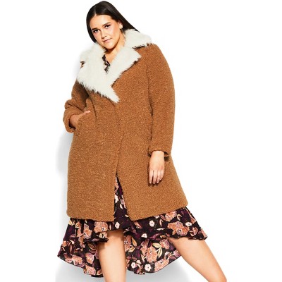 Plus size clearance teddy fur coat